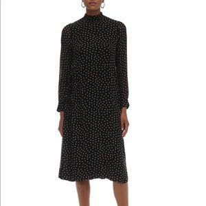 Ganni Georgette MIDI Dress black with ivory dot